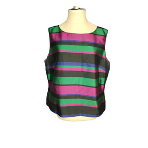 Talbots Vintage Silk tank Striped Sleeveless Hiden Zipper Size Petite 16